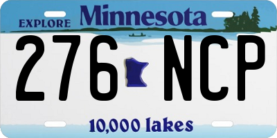 MN license plate 276NCP