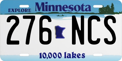 MN license plate 276NCS