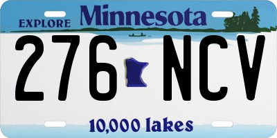 MN license plate 276NCV