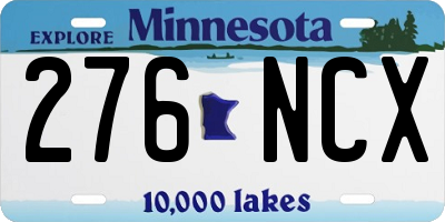 MN license plate 276NCX