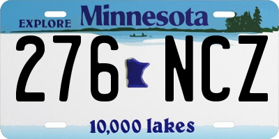 MN license plate 276NCZ