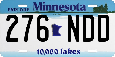 MN license plate 276NDD