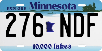 MN license plate 276NDF