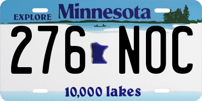 MN license plate 276NOC
