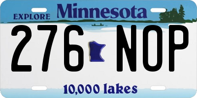 MN license plate 276NOP