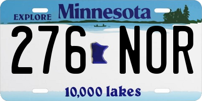 MN license plate 276NOR