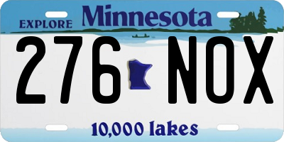 MN license plate 276NOX