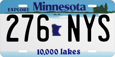 MN license plate 276NYS