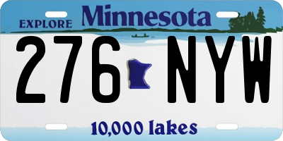 MN license plate 276NYW