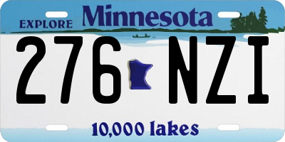 MN license plate 276NZI