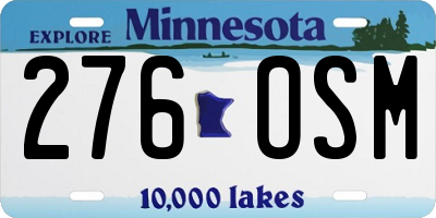 MN license plate 276OSM
