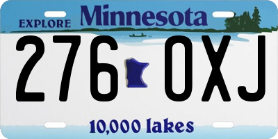MN license plate 276OXJ