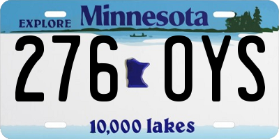 MN license plate 276OYS