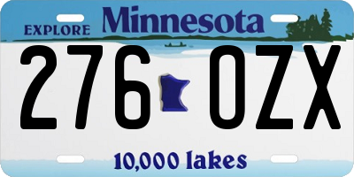 MN license plate 276OZX