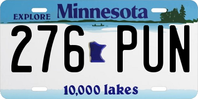 MN license plate 276PUN
