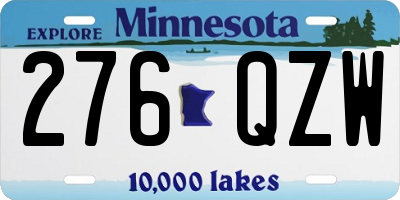 MN license plate 276QZW
