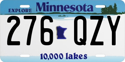 MN license plate 276QZY