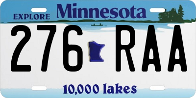 MN license plate 276RAA