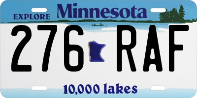 MN license plate 276RAF