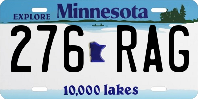 MN license plate 276RAG