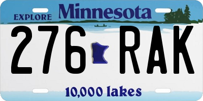 MN license plate 276RAK