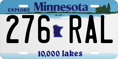 MN license plate 276RAL