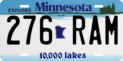 MN license plate 276RAM