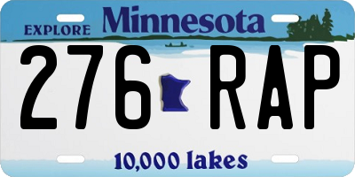 MN license plate 276RAP