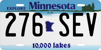MN license plate 276SEV