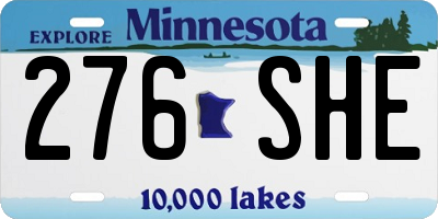 MN license plate 276SHE