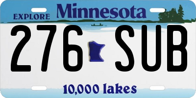 MN license plate 276SUB