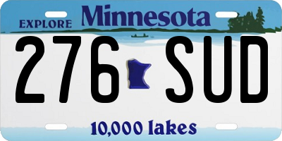 MN license plate 276SUD
