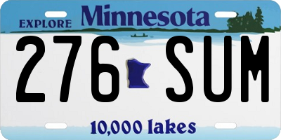 MN license plate 276SUM