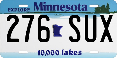 MN license plate 276SUX