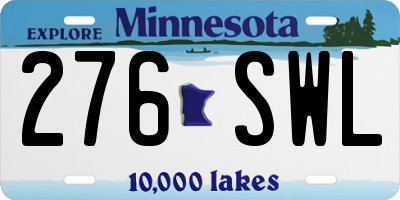MN license plate 276SWL
