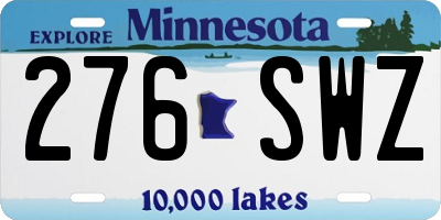 MN license plate 276SWZ