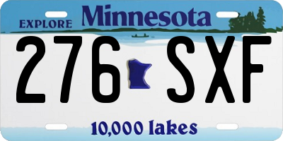 MN license plate 276SXF