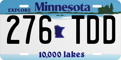 MN license plate 276TDD