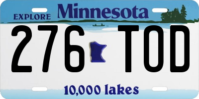 MN license plate 276TOD