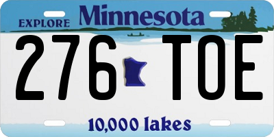 MN license plate 276TOE