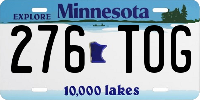 MN license plate 276TOG