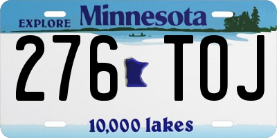 MN license plate 276TOJ