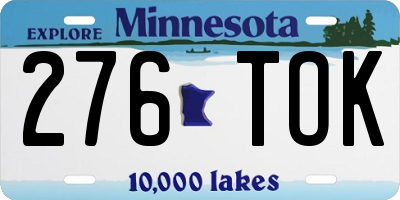 MN license plate 276TOK