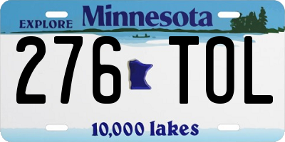 MN license plate 276TOL