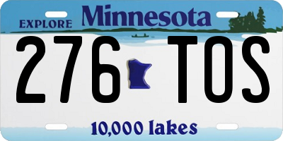 MN license plate 276TOS