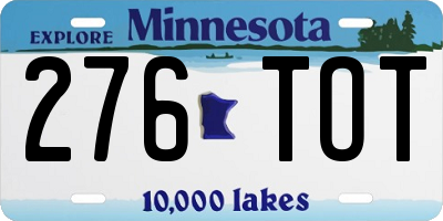 MN license plate 276TOT