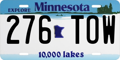 MN license plate 276TOW