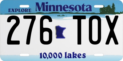 MN license plate 276TOX