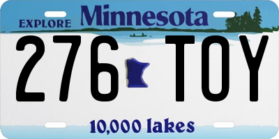 MN license plate 276TOY