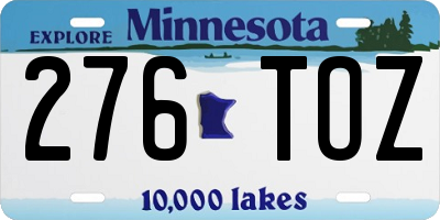 MN license plate 276TOZ